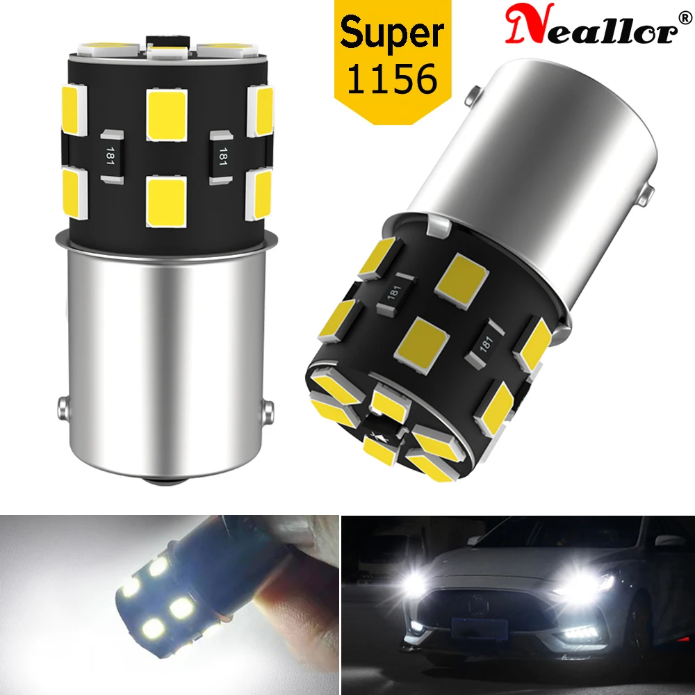 

2 шт. 1156 BA15S P21W S25 7506 светодиодный ные лампы высокой мощности 2835SMD Сверхъяркие 1200LM Сменные автомобильные задние фары белые турбо диоды