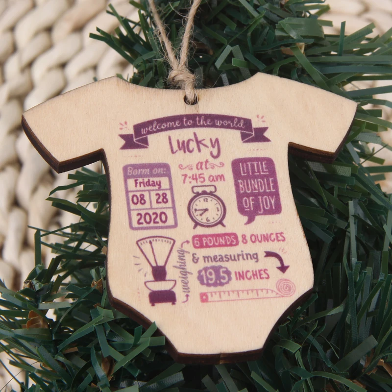 FLYANGEL персонализированный детский первый Рождественский орнамент Деревянный