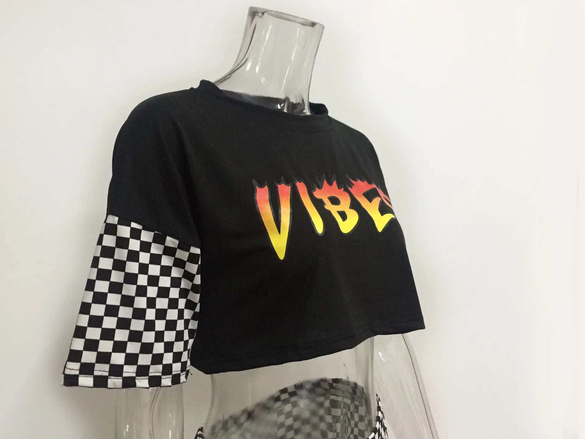 

Donsignet Women's Suit New Fashion Spring and Autumn Round Neck Pullover Plaid Sexy Street Hipster Long Sleeve 2-piece Suit