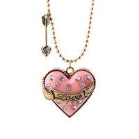 2021 new valentines necklace pendant pave crystal engrave love arrows heart pendant necklace hot boutique jewelry wholesale