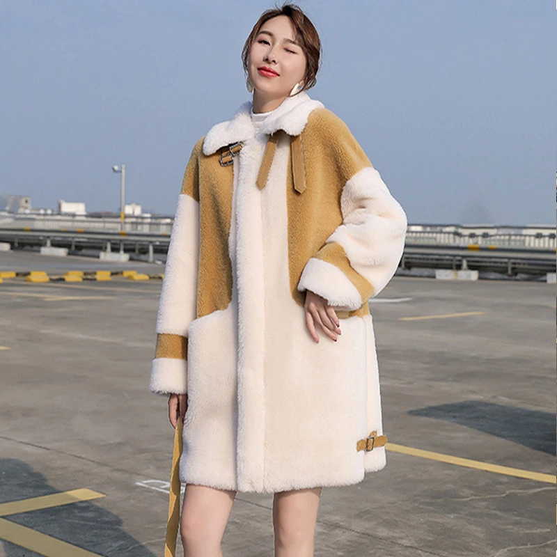 Зимнее пальто из искусственной овечьей шерсти новинка 2020 женское темпераментное