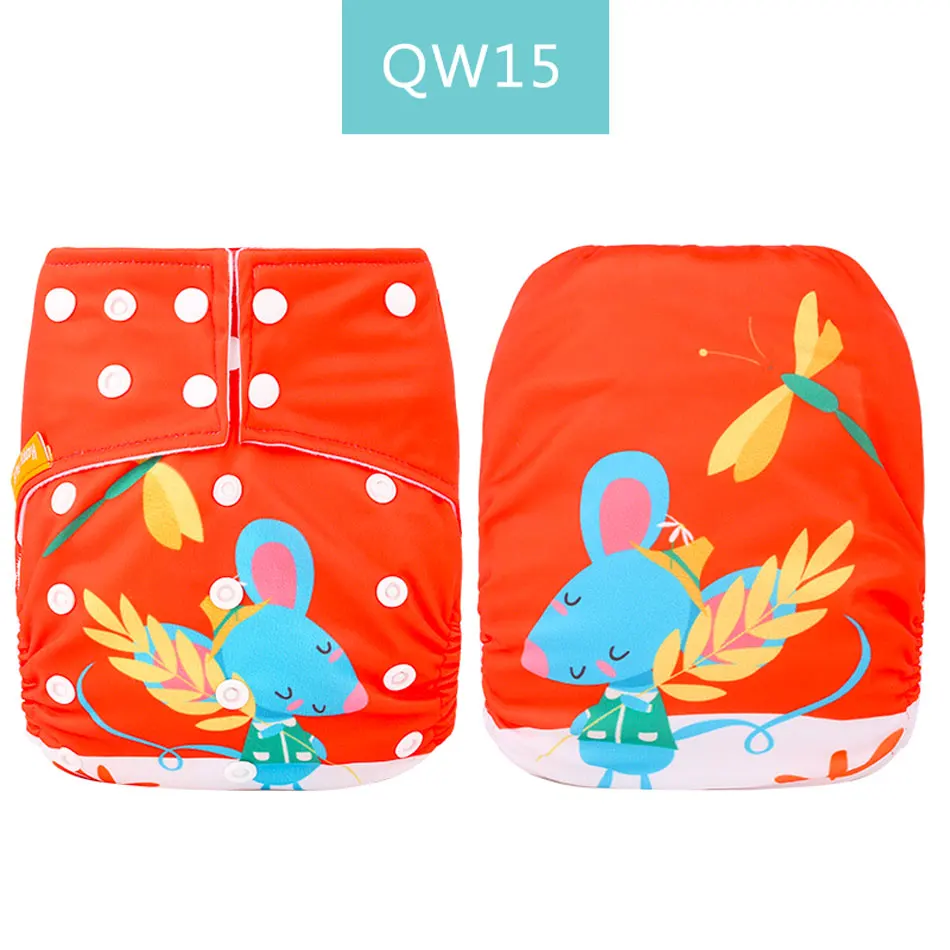 QW15 pocket diaper HappyFlute детские карманные тканевые подгузники с цифровой позицией, экологически чистые подгузники с карманом, один размер, подходит для 3-15 кг, для маленьких мальчиков и девочек - Цвет: QW15 pocket diaper