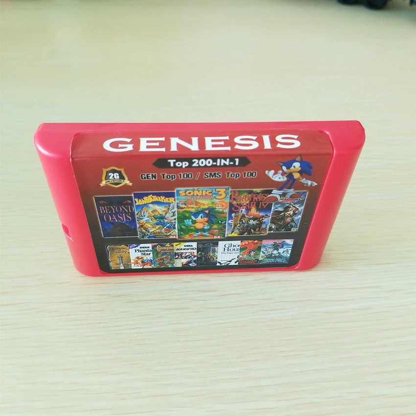 Красный Супер 200 в 1 игры чип сохранить для sega Genesis Megadrive с Sonic 3 Gunstar Heroes Landstalker Contra жесткий корпус Shadowrun - Цвет: Красный