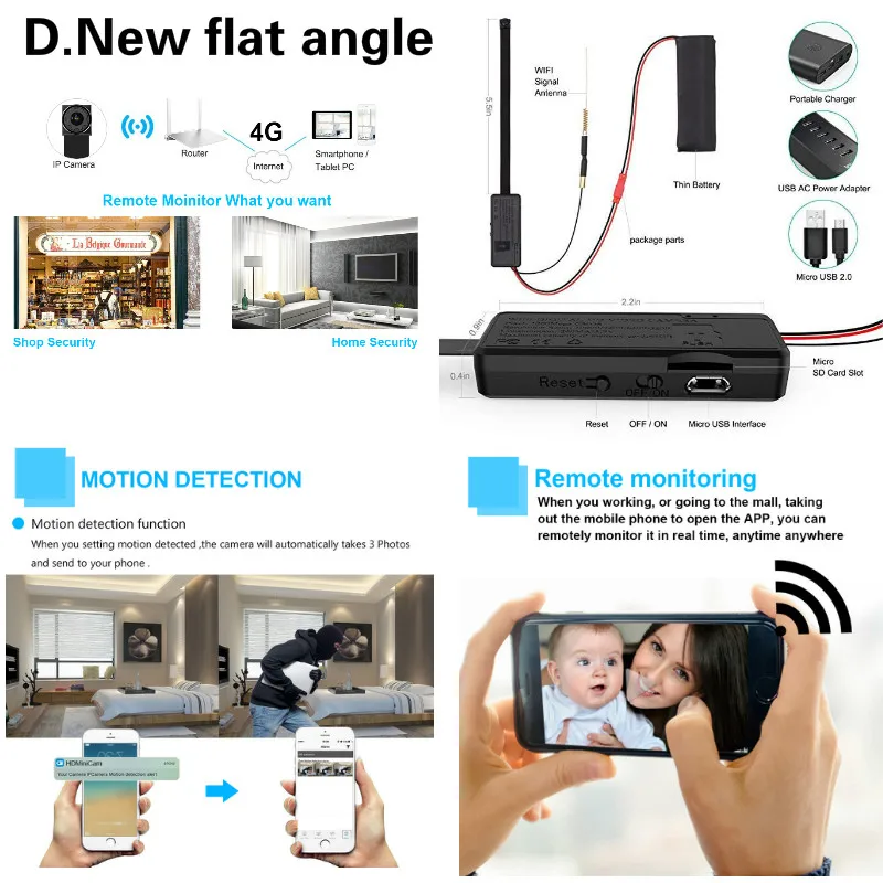 HD 1080P DIY портативная WiFi IP мини камера P2P беспроводная микро веб-камера видеокамера регистратор Поддержка удаленного просмотра Скрытая TF карта