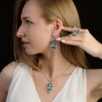 gems balle natural blue topaz ring earrings pendant set 925 sterling silver luxury gemstone birthstone jewelry sets for women