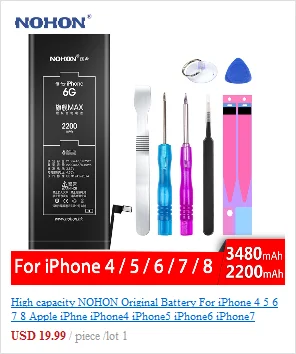 NOHON Оригинальное Батарея для Apple iPhone 4, 5, 6, 7, 8, iPhne iPhone4 iPhone5 iPhone6 iPhone7 iPhone8 мобильного телефона Bateria инструменты
