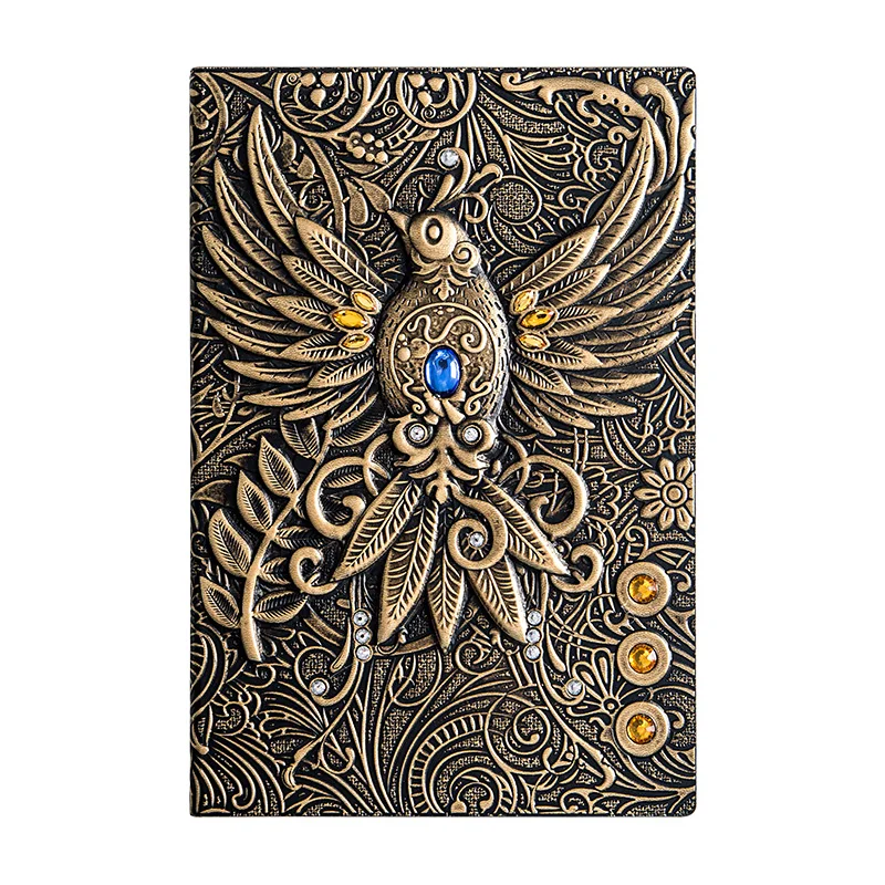 

Vintage Thick Leather Carving Phoenix Bullet Notebook Journal Cute Sketchbook Paper Weekly Planner Book School Supplies 016056