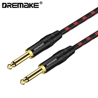 jack 6 35 mm mono cable gold plated male to male instrument cable cord 14 inch for bass guitar keyboard speaker blackred tweed
