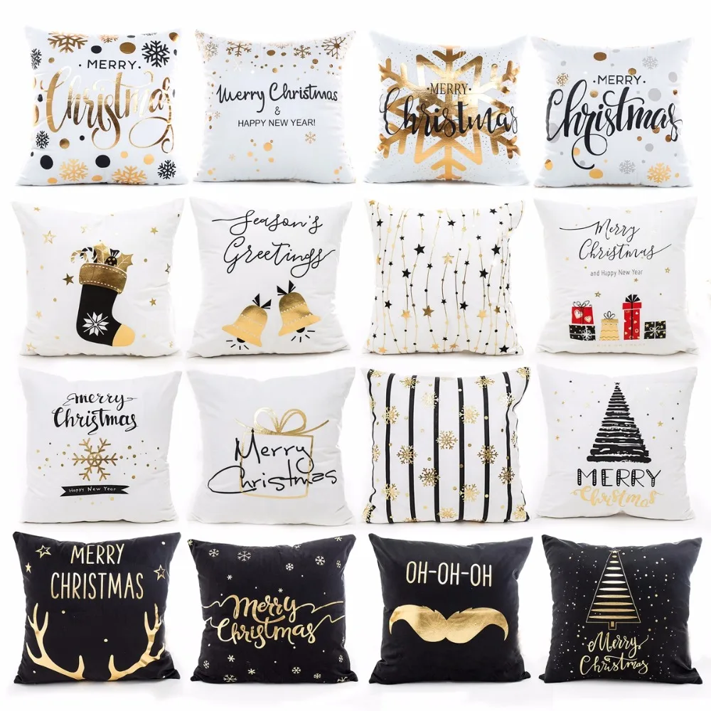 QIFU 45x45cm Elk Snowflake Santa Claus Christmas Pillowcase Christmas Decor for Home Christmas Navidad Xmas New Year