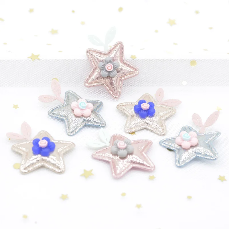 10 шт./лот изысканные блестящие кожаные звезды с цветами из смолы для одежды