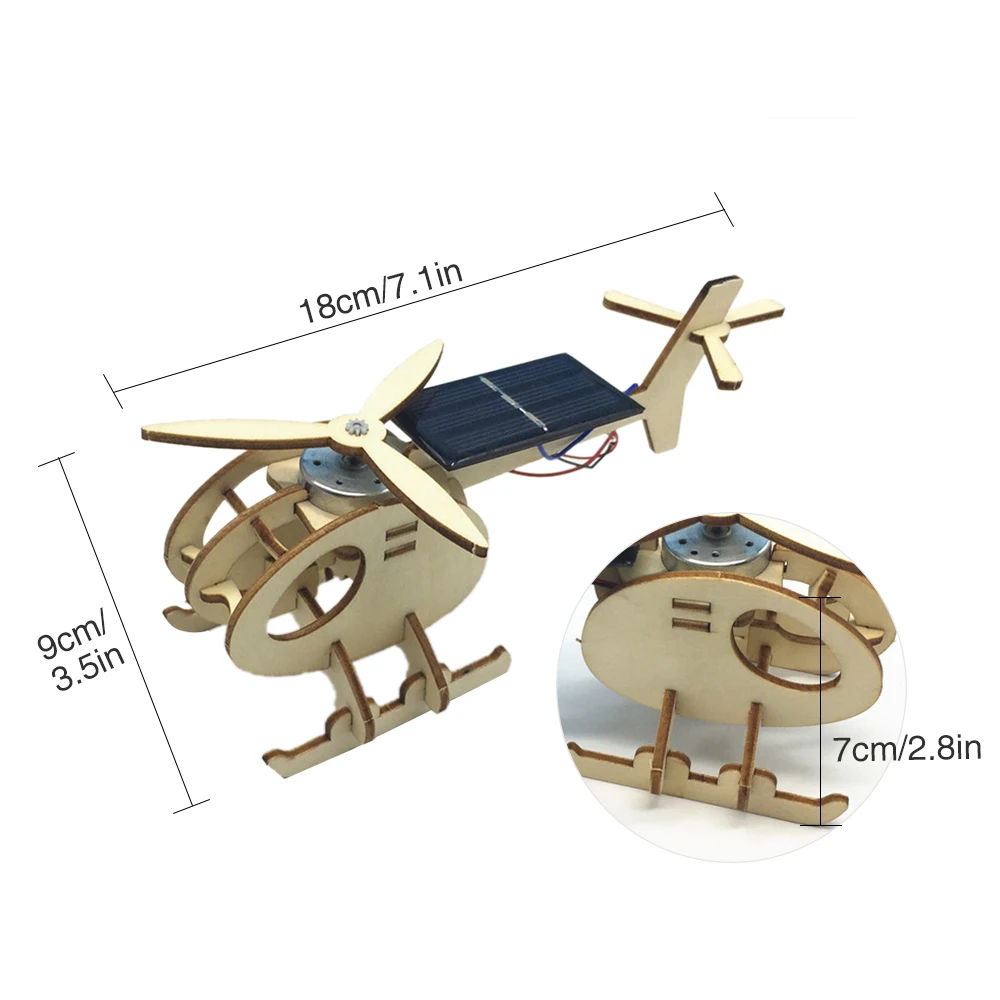 3D Assemble Solar Energy Powered Helicopter Wooden Puzzle Plane Wood Model Building Kit DIY Craft Creative Educational Toy | Инструменты