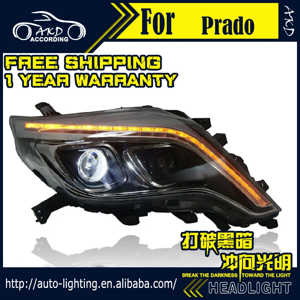 AKD автостайлинг фары для Toyota Prado динамический сигнал светодиодный ные DRL D2H Hid