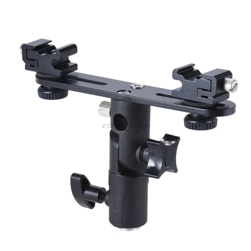 

Double Hot Shoe Flash Umbrella Holder Light Stand Speedlight Bracket Mount for Photo Video Photography DSLR Camera Accessories