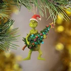 Плоские рождественские украшения Grinch, рождественские украшения для елки, креативное украшение, деревянные аксессуары, рождественские украшения 2021