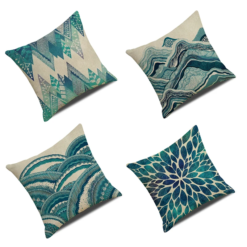Green Printed Pillow Case Cover Square Polyester Pillowcase 45*45cm Decorative Throw For Home Decoration | Дом и сад