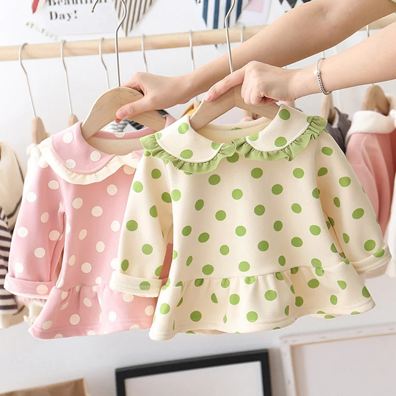 Зимнее детское платье в горошек для девочек коллекция 2019 года сезон осень