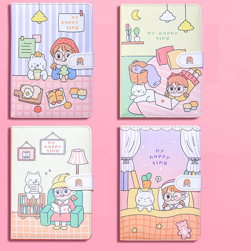 Kawaii Notebook Pu Cover Line/dot Page 224 Pages Diary Diy Planner Weekly Journal Sketchbook Hand Account School Supplies | Канцтовары