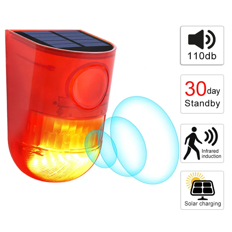 Светодиодный Солнечный инфракрасный датчик движения сигнализация с 110Db сирена