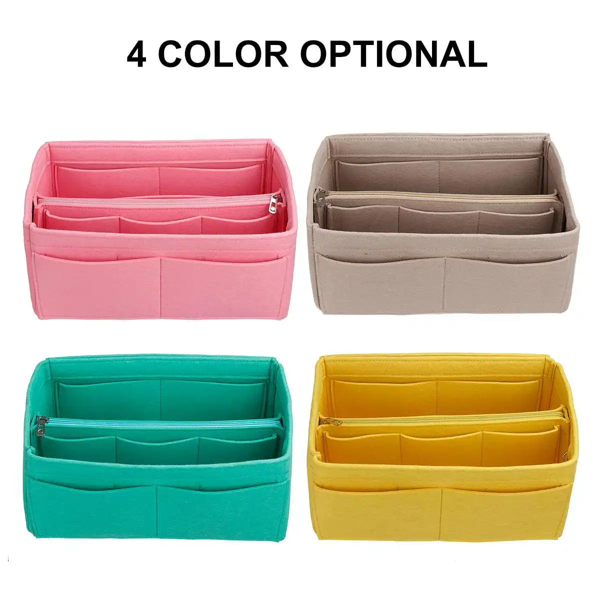 

Makeup Organizer Insert Bag Handbag Felt Bag with Zipper Travel Inner Purse Portable Travel Storage Multi-function Cosmetic Bags