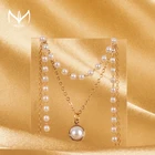 MUZHI Новая модная цепочка с жемчужным кулоном, ожерелье для женщин, милое двухслойное ожерелье, женский подарок на День Святого Валентина, ювелирные изделия на день рождения