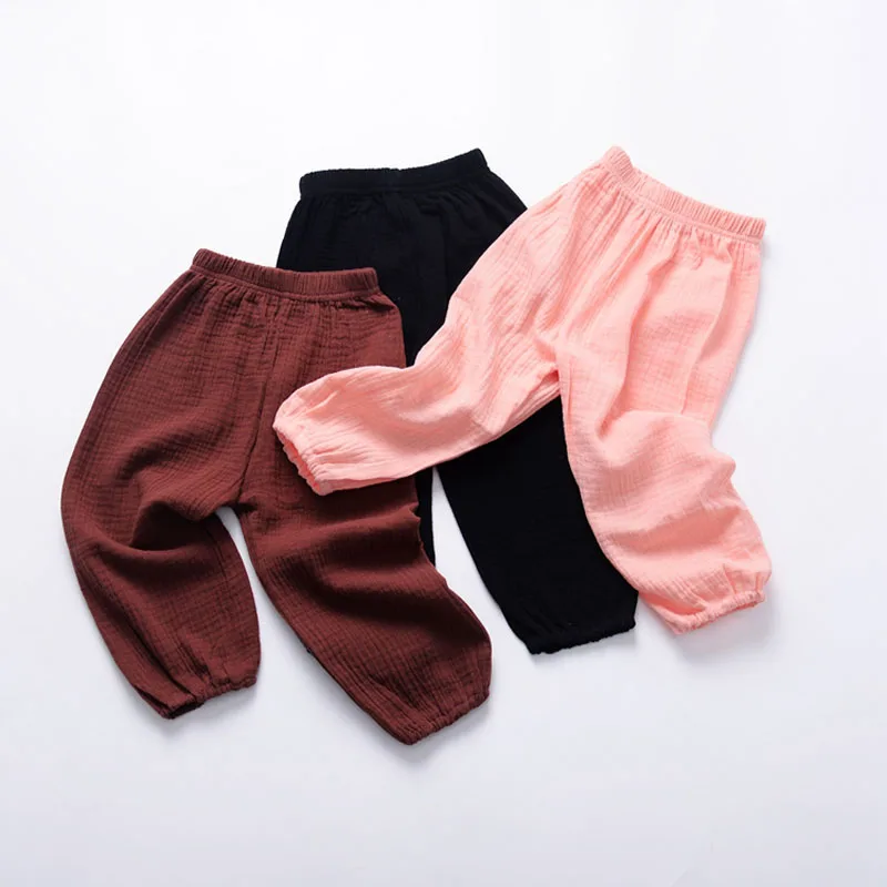 Штаны шаровары из хлопка с принтом для мальчиков и девочек на осень весну