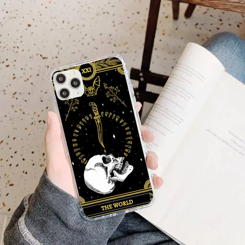 

Tarot Skeleton Divination Phone Case Transparent for iPhone 11 12 mini pro XS MAX 8 7 6 6S Plus X 5S SE 2020 XR