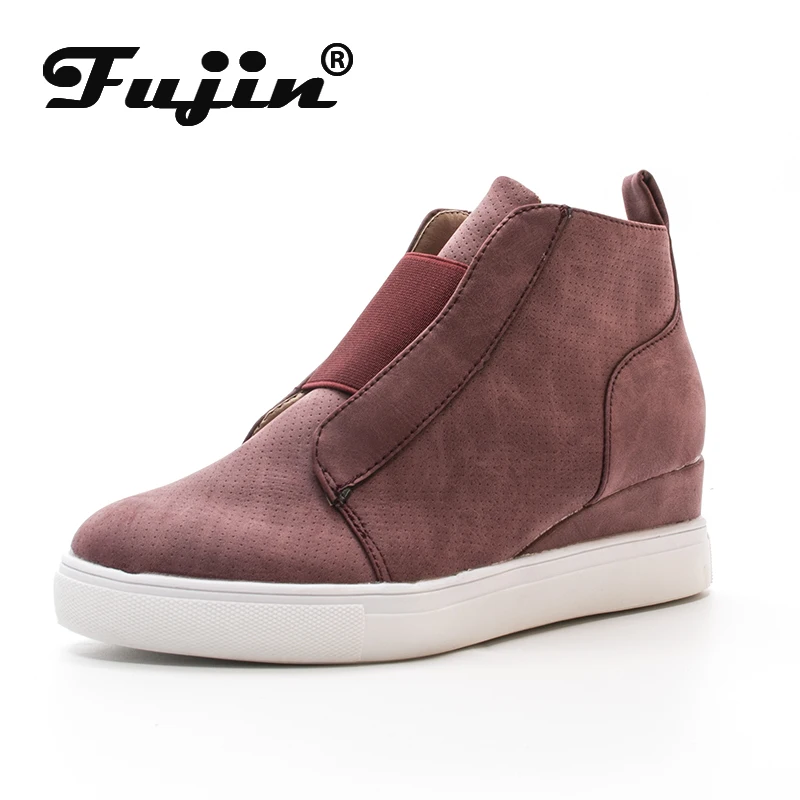 Fujin/женская повседневная обувь из мягкой кожи Сезон зима осень Лидер продаж