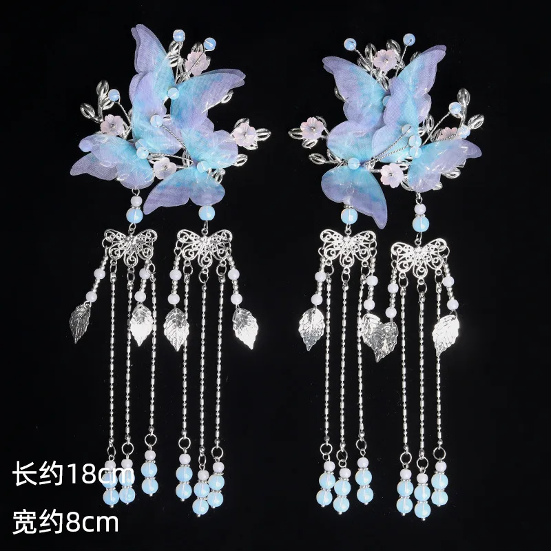 Super Fairy Butterfly Hair Clip Antique Accessories Girl Fringe Headgear Pair | Украшения и аксессуары