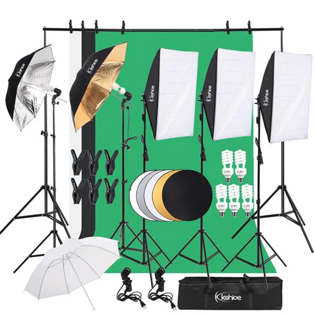 

photography Photo Studio Softbox Lighting Kit Lambency Box Lambency Umbrella Green Backdrop Five-in-One Background Set