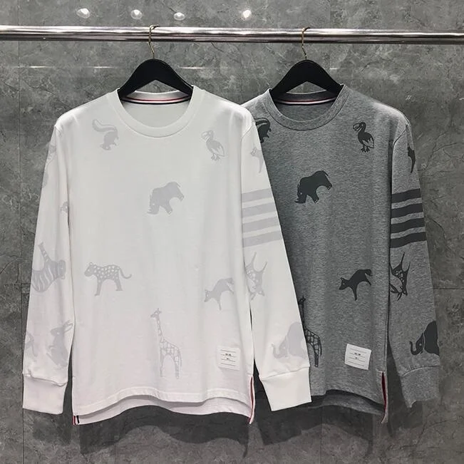 

2021 Fashion Brand TB Sweatshirts Spring Autumn Cotton Jacket Men Hoodies Clothing Animal Pttern O-Neck Casual Sportswear Coat