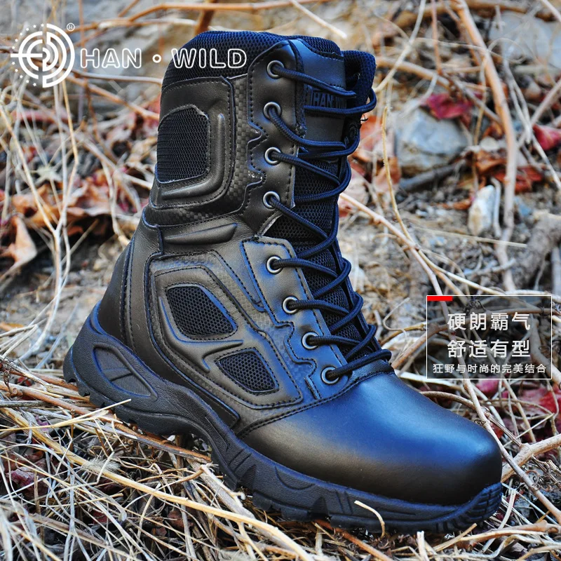 Man Trekking Outdoor Shoes Tactical mountain Military Black Waterproof Leather Boot Men Camping Climbing Hiking Hunting Boots