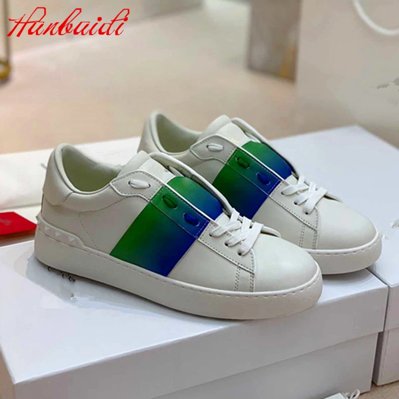 

Leather Rivet White Shoes Breathable Casual Sports Sneakers Couple Shoes for Men and Women Quality Women Mens Trainers Sneakers