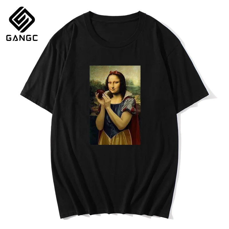 

Casual Short Sleeves Tops t-shirt Female Clothing 2020 New summer spoof Mona Lisa Print T Shirts Women aesthetics funny T shirts