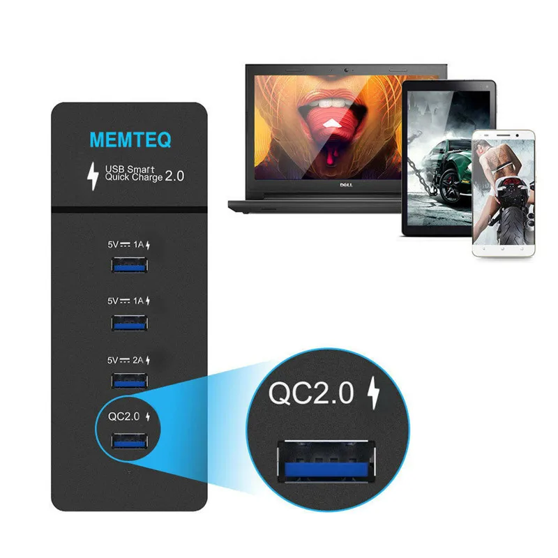 Зазор 4 порта USB зарядное устройство концентратор светодиодный дисплей мульти usb