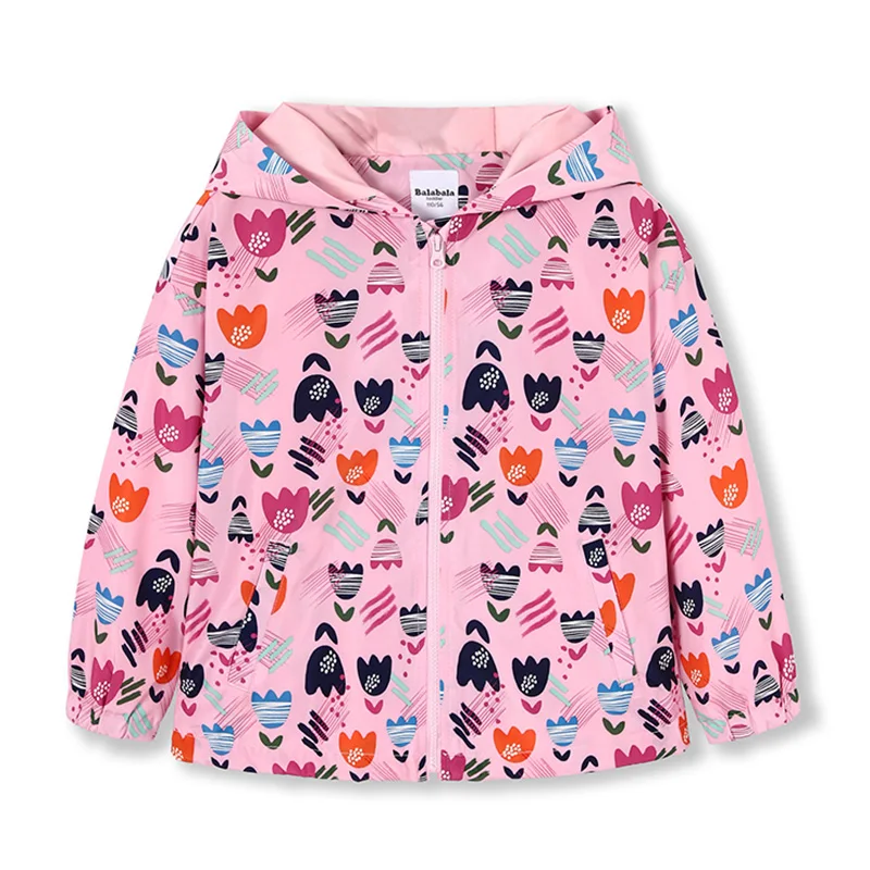 Balabala/Детская толстовка на молнии с принтом для девочек Куртка капюшоном