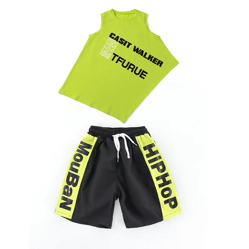 

Kid Hip Hop Clothing Summer Long Oversized Sleeveless Tank Top Short Pants for Girls Boy Jazz Dance Costume Clothes Street Wear