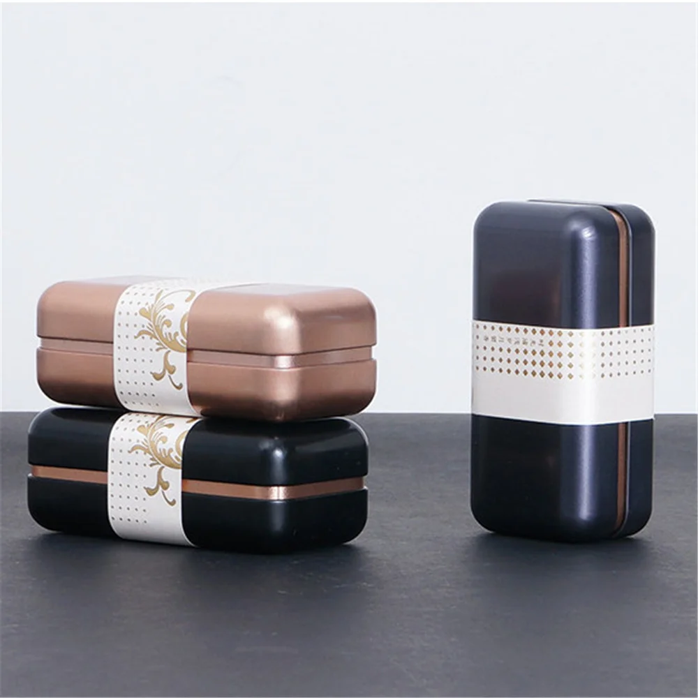 

Universal Tea Caddies Tea Can Containers Box Sealed Tin Tea Caddy Portable Travel Rectangle Cans Packaging Box Iron Storage Jar