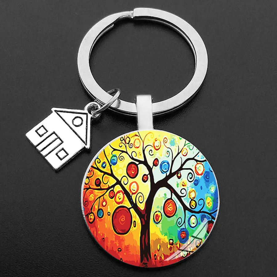 key to the new house kechain beautiful house under the starry sky key ring personality jewelry gift key holder for new home free global shipping