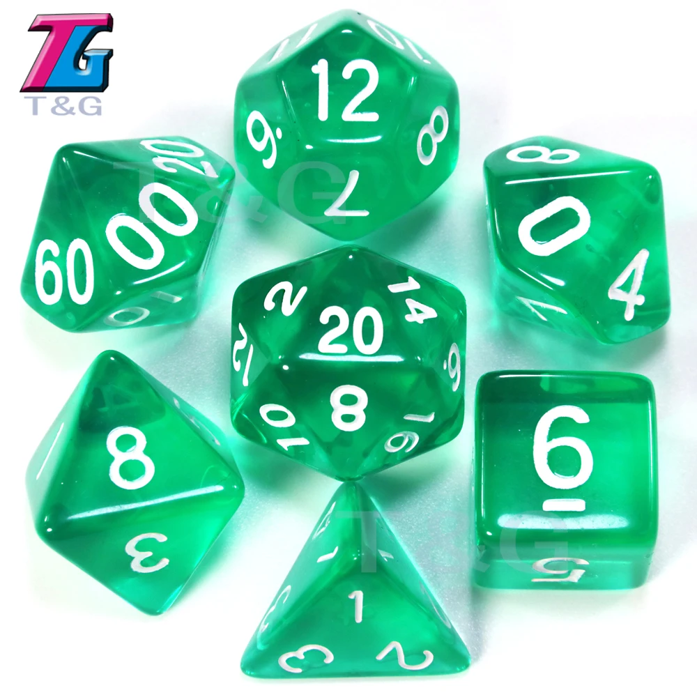 10 комплектов прозрачных игральных костей DnD D4 d6 d8 d10 % d12 d20 для настольных игр