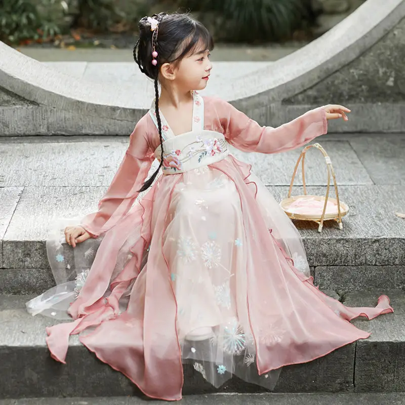 

Children's clothing 2021 spring clothing Hanfu girl ancient style skirt child super fairy costume princess dress girl Chinese dr