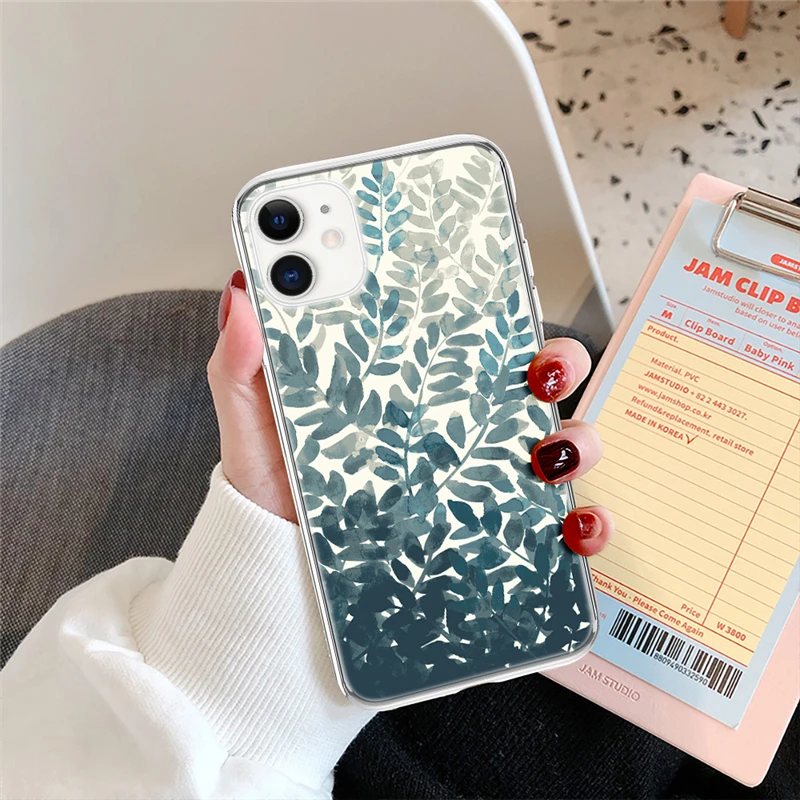 Lovebay Cute Flowers Leaf Phone Case For iPhone 13 12 11 Pro Max 12 Mini XS Max XR X 7 8 Plus SE 2020 Soft Transparent TPU Cover