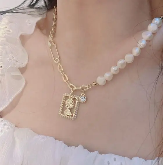 

Новое поступление 2021, любимое жемчужное ожерелье, белый пресноводный жемчуг в стиле барокко, женское ювелирное изделие ручной работы, подар...