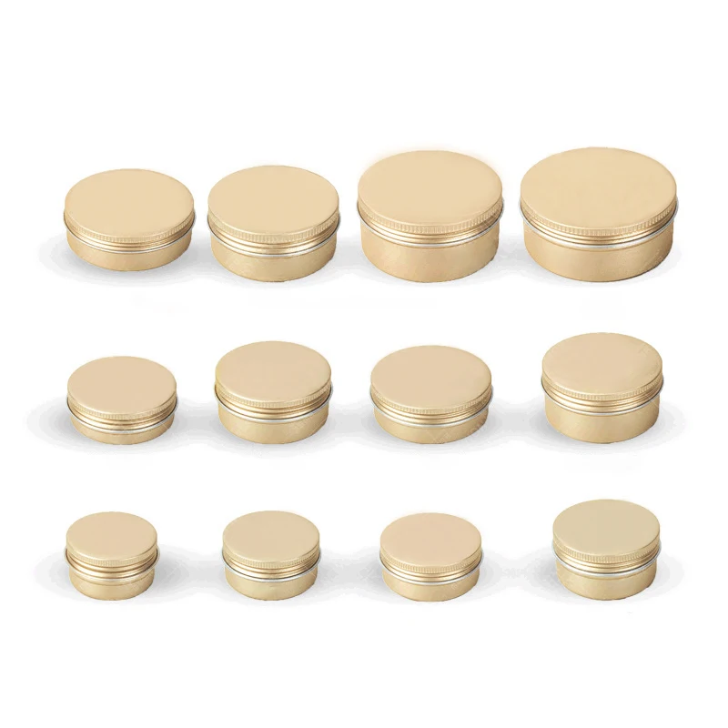 

5/10/15/20/30/50/60/100/200/250g Aluminum Tins with Lids Matte Gold Tin Cans Round Metal Box Empty Cream Jars Cosmetic Container