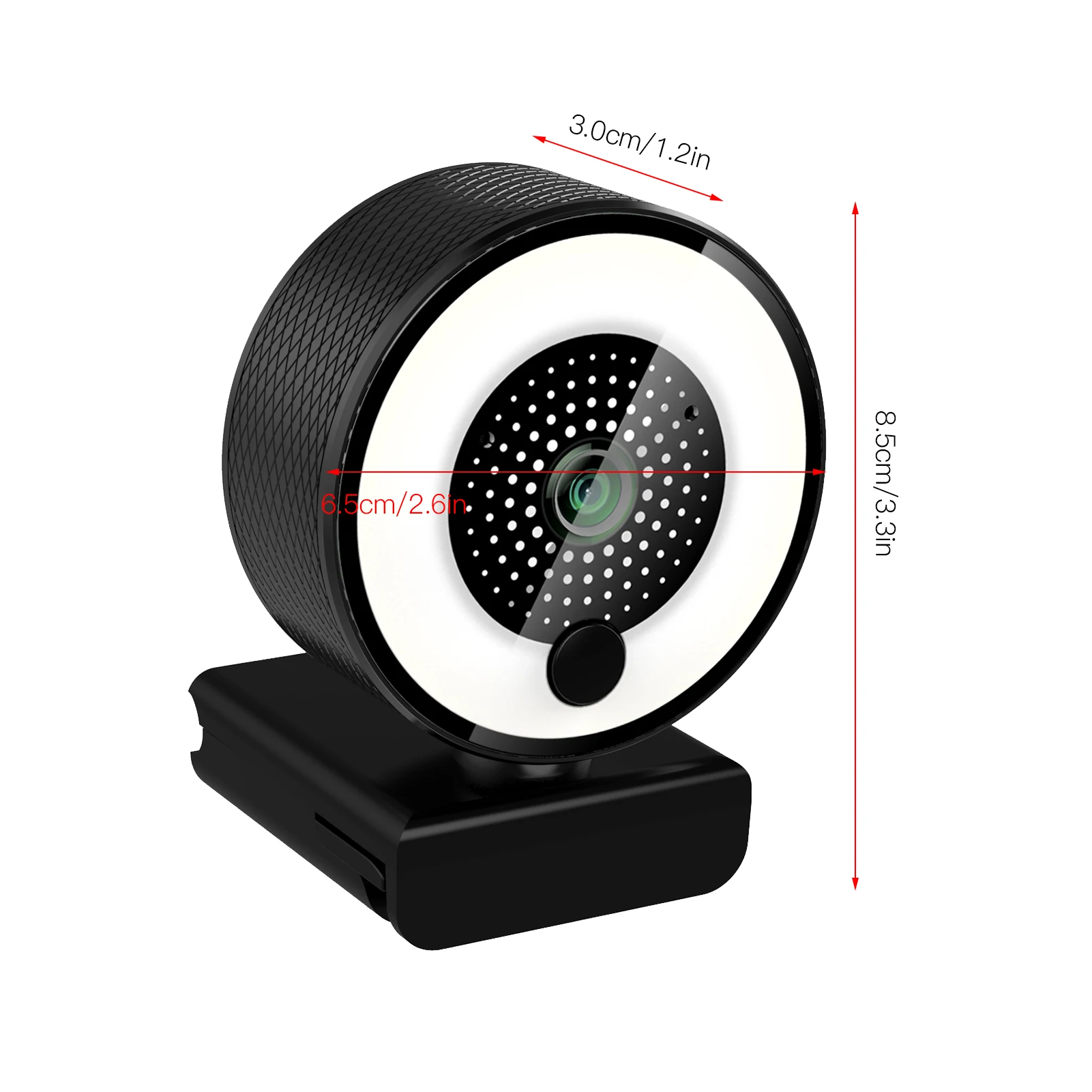 

2K HD Streaming Webcam 500W Auto Focus USB Computer Web Camera 3 Levels Adjustable Ring Light Built-in Microphone Plug and Play