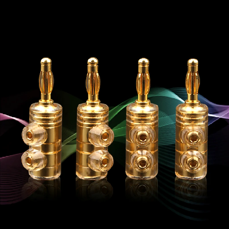 

8Pcs Hi-end Audio Cable Banana Plug Pure Copper Plated Solderless Banana Plug Speaker Cable Connector