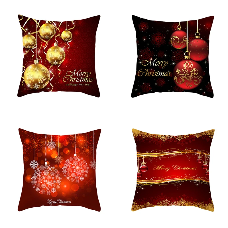 Рождественская красная наволочка для дома с декором из микрофибры мягкая