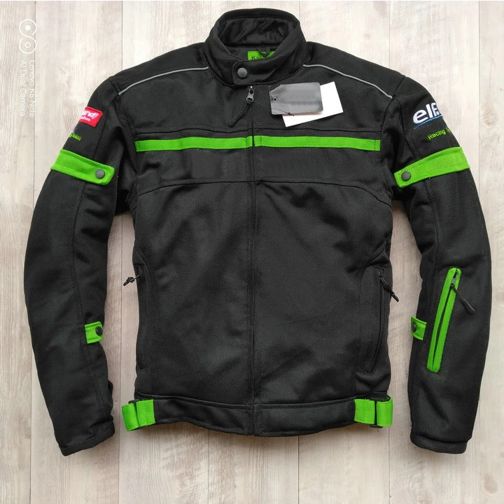 

Motorcycle Oxfrod Jacket For KAWASA KI Racing Team Motorbike Off Road MX ATV Dirt Bike Riding with Protector Black Green