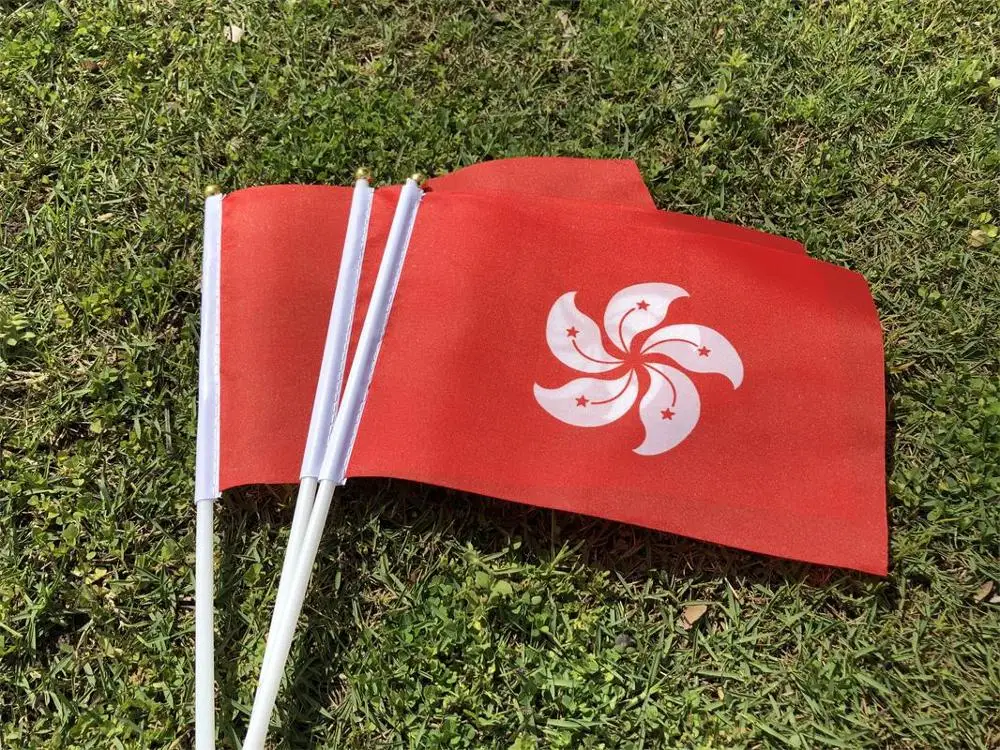 Маленький флаг Гонконга Китай 14 х21 см 20 шт. пластиковый машущий парад для