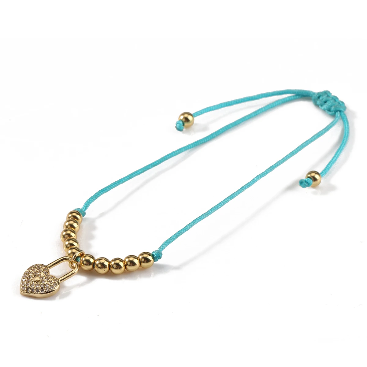 AAA блестящий кулон в форме сердца с фианитами 5 мм позолоченные медные бусины