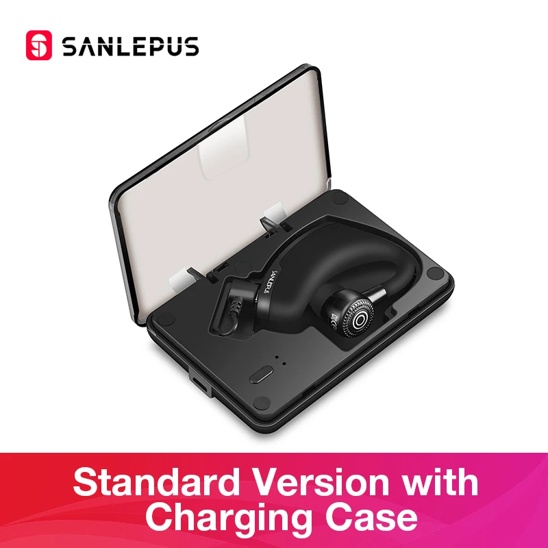 Standard with Case SANLEPUS Bluetooth наушники беспроводные наушники гарнитура вкладыши с HD микрофоном для телефона iPhone samsung xiaomi - Цвет: Standard with Case
